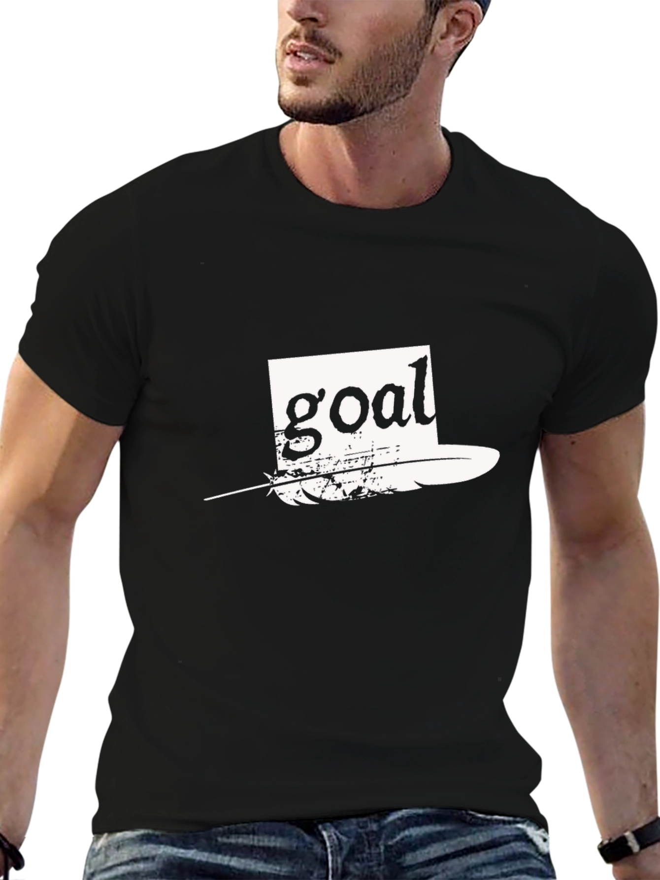 Goal Feather Graphic Tee - Black Casual T-Shirt