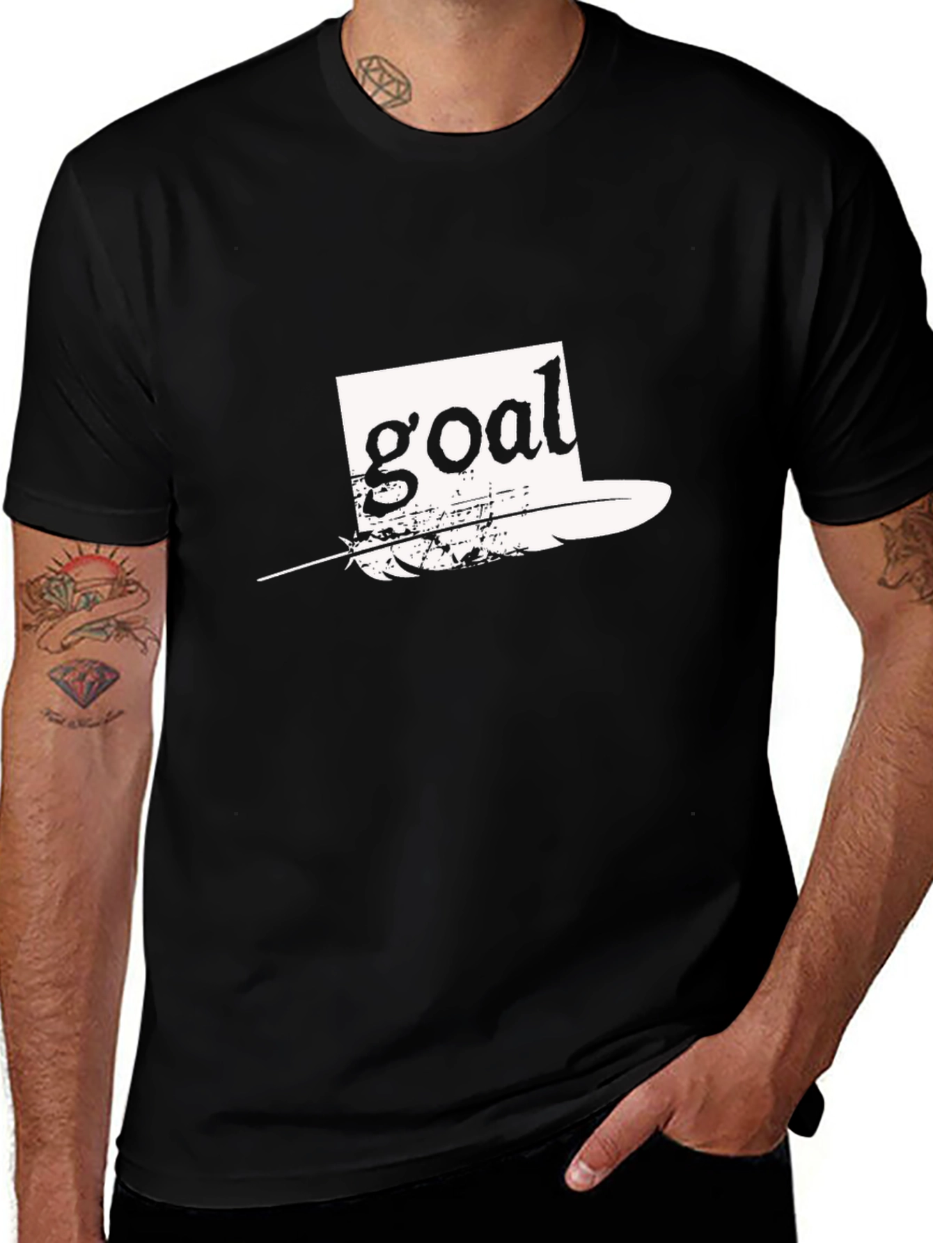 Goal Feather Graphic Tee - Black Casual T-Shirt