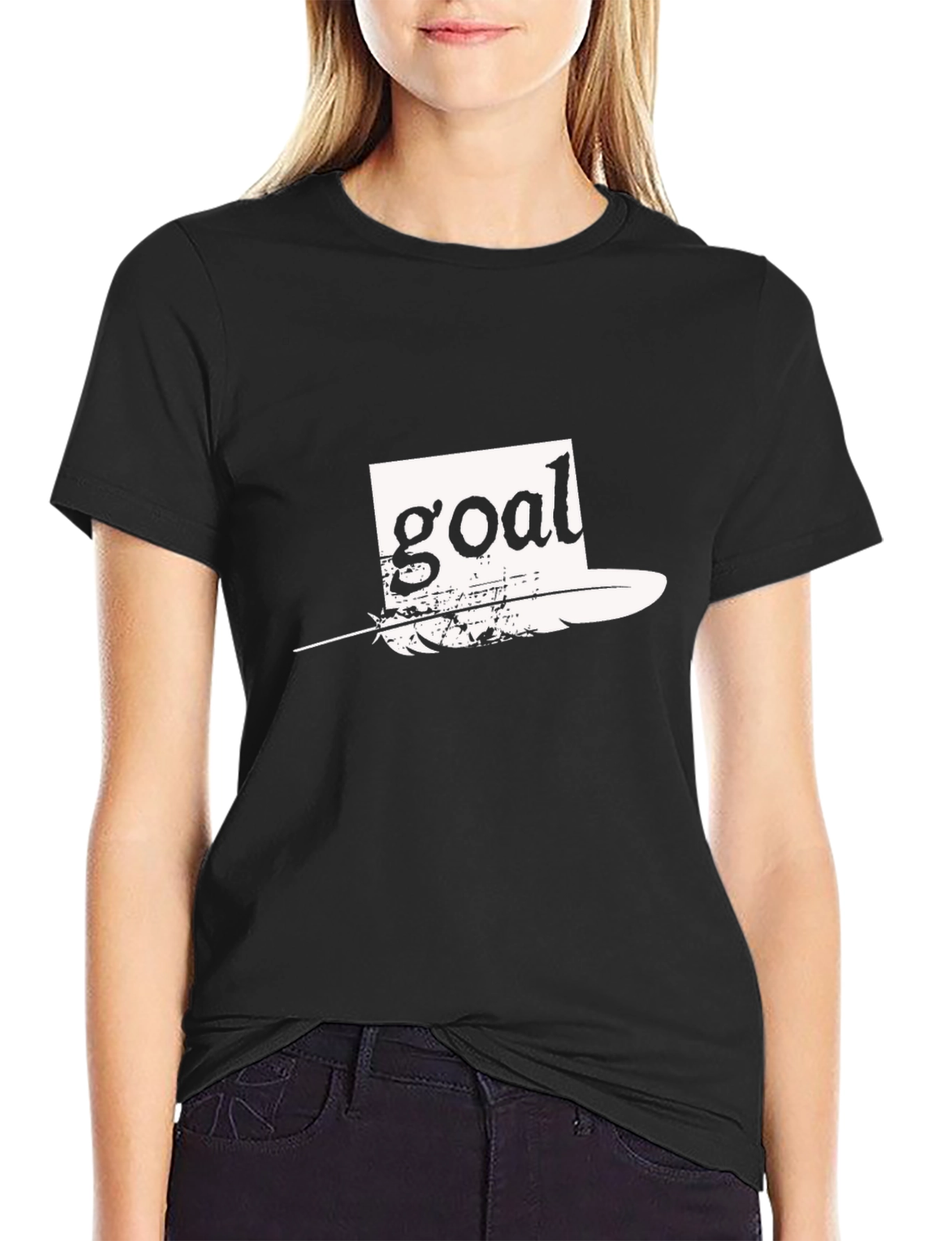 Goal Feather Graphic Tee - Black Casual T-Shirt