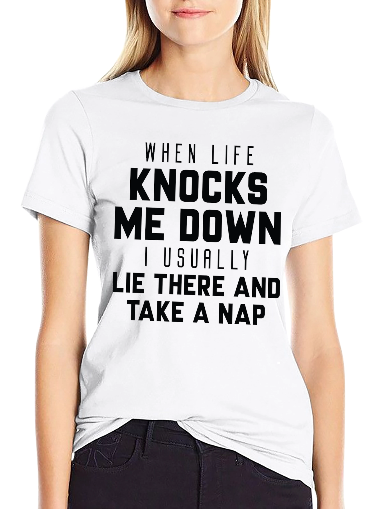 Funny When Life Knocks Me Down Graphic T-Shirt