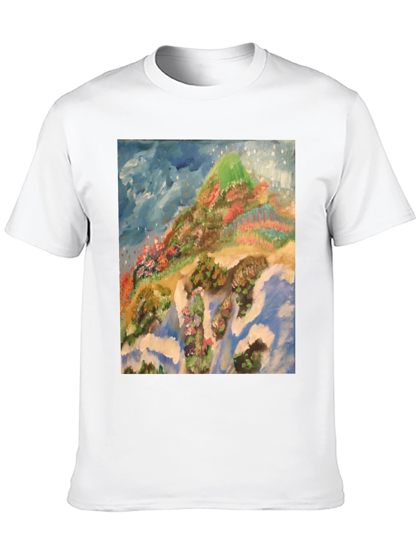 Artistic Mountain Print Black T-Shirt