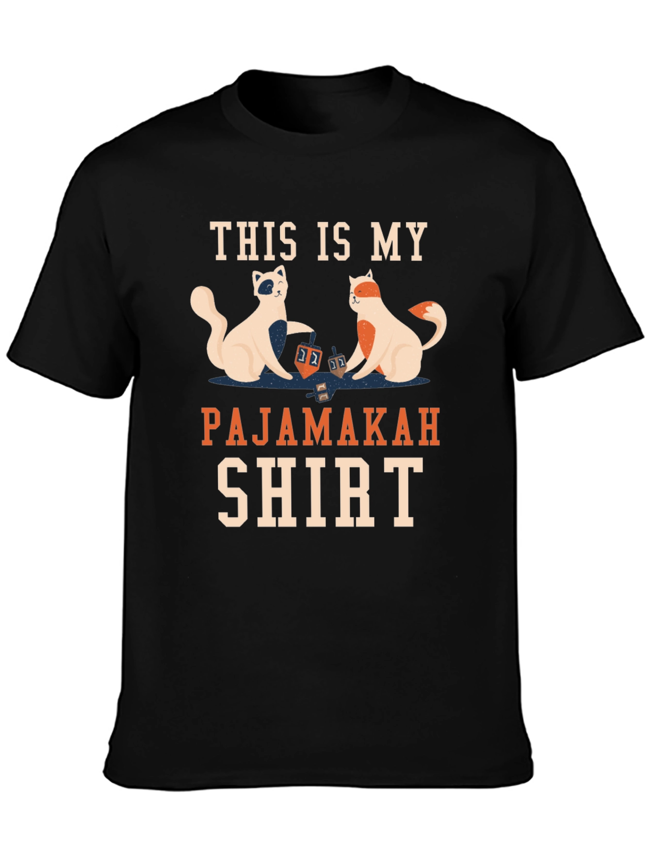 Pajamakah Shirt: Hanukkah Cats & Dreidels T-Shirt