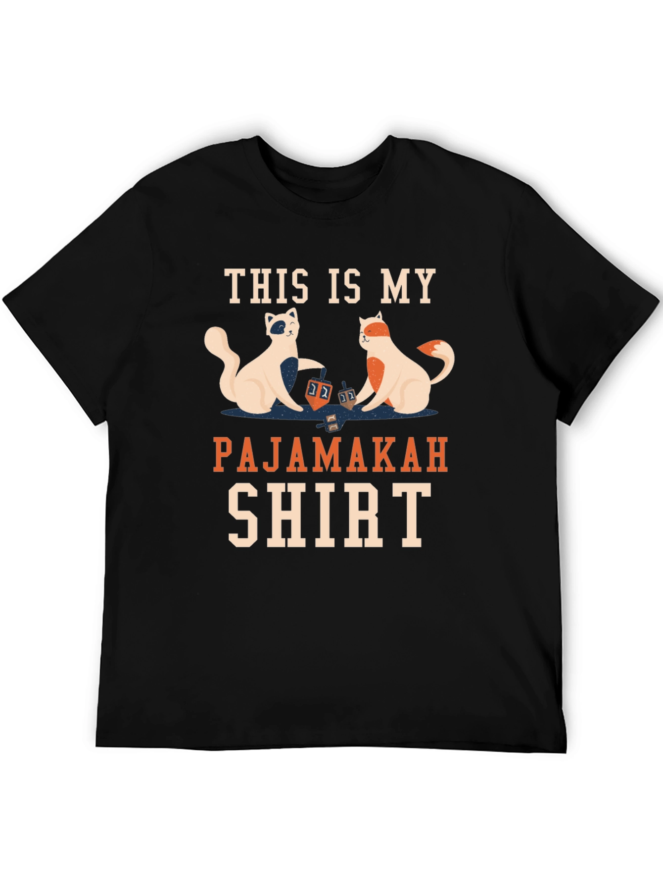 Pajamakah Shirt: Hanukkah Cats & Dreidels T-Shirt