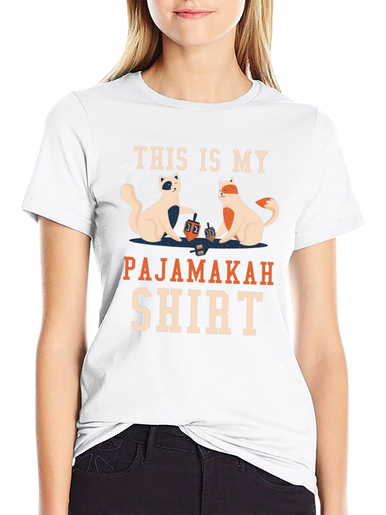 Pajamakah Shirt: Hanukkah Cats & Dreidels T-Shirt