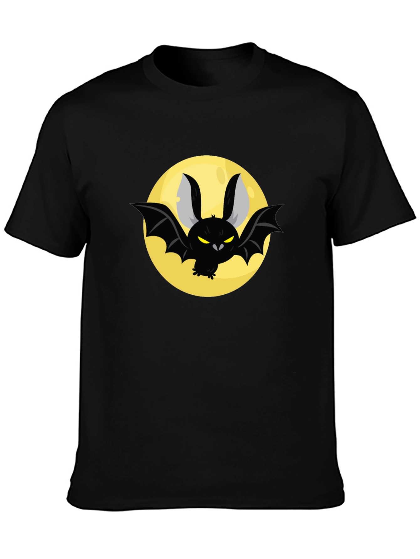 Spooky Bat Moon Graphic Black Tee
