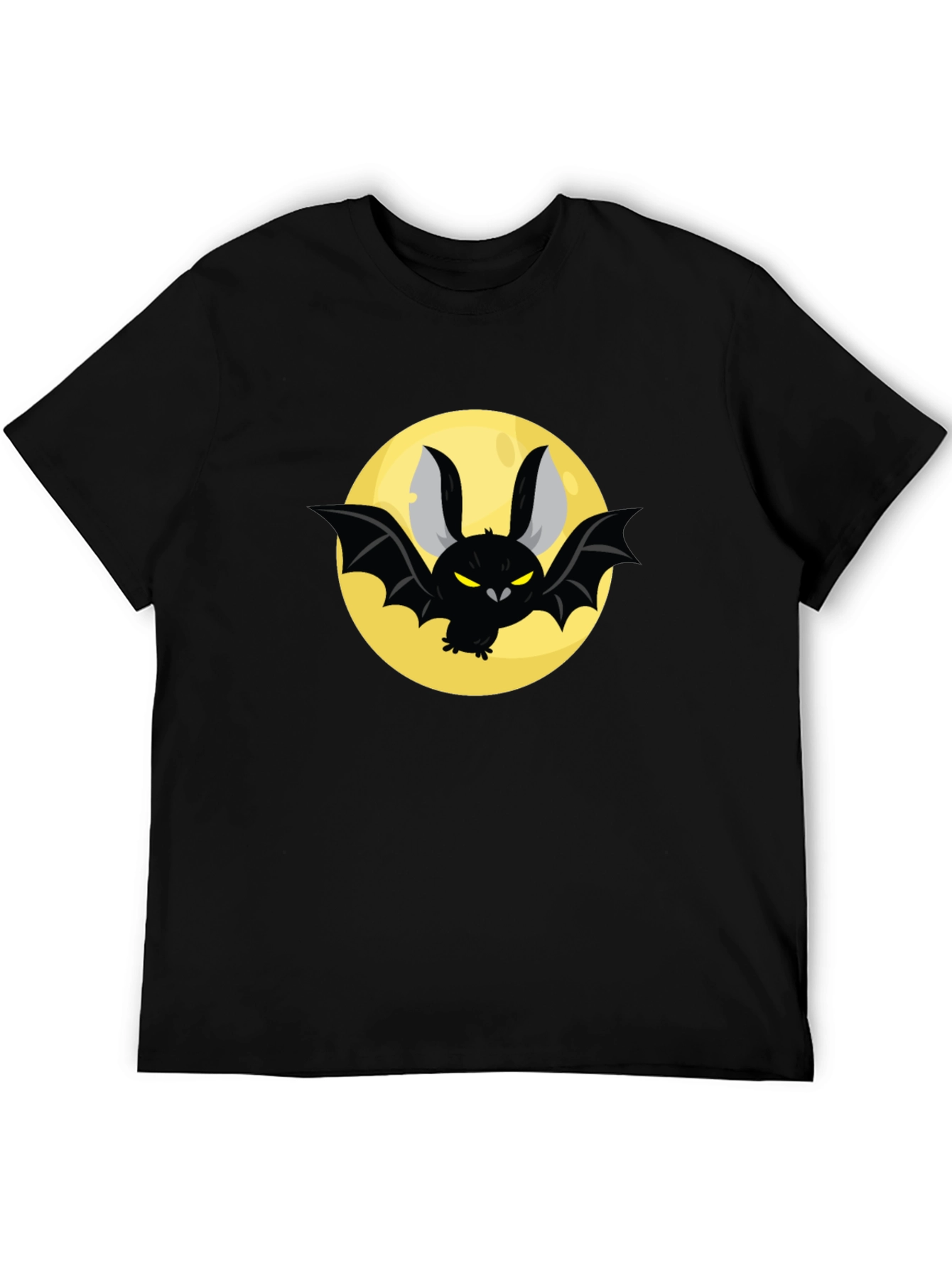 Spooky Bat Moon Graphic Black Tee