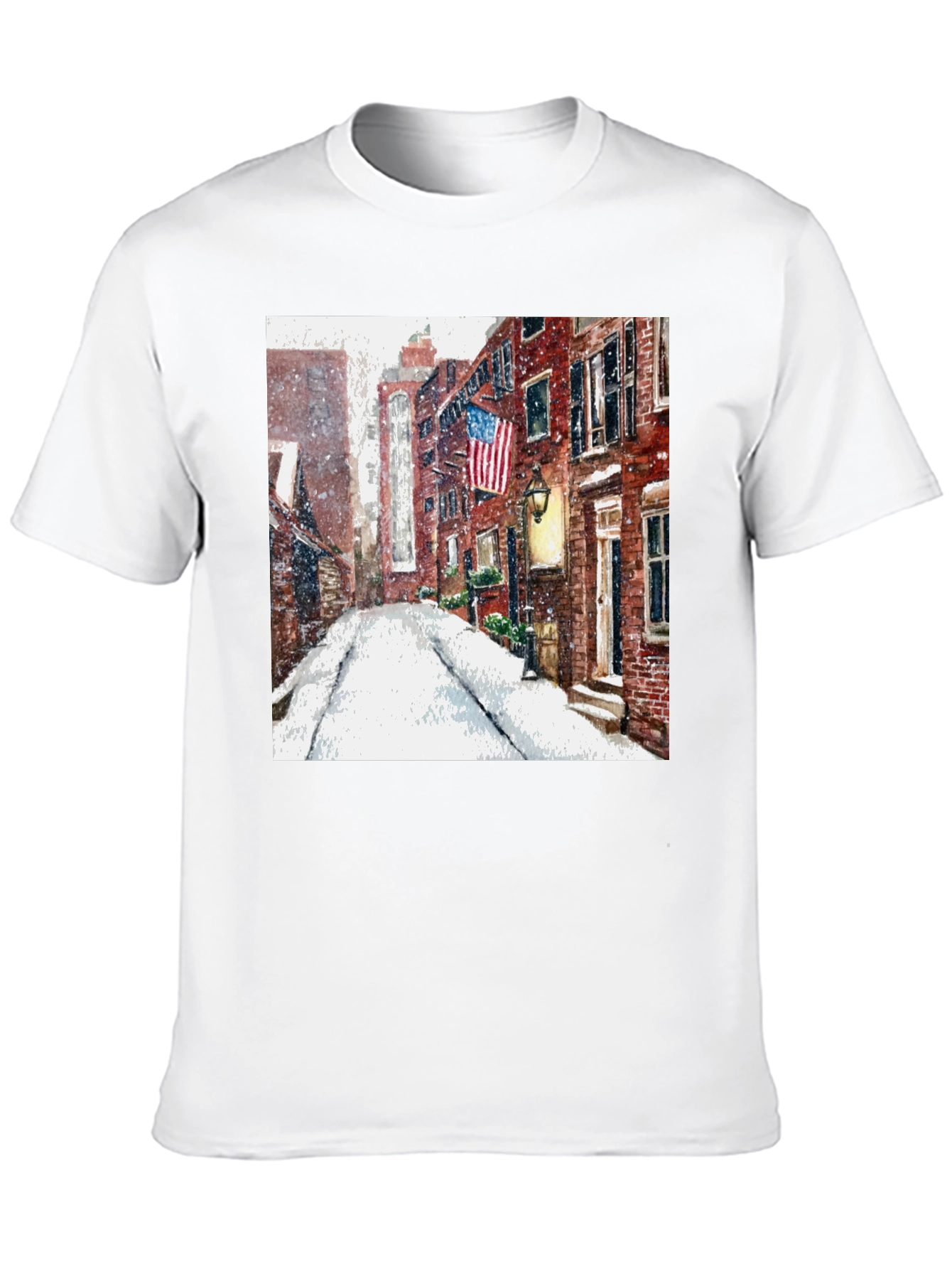 Boston Winter Street Scene T-Shirt