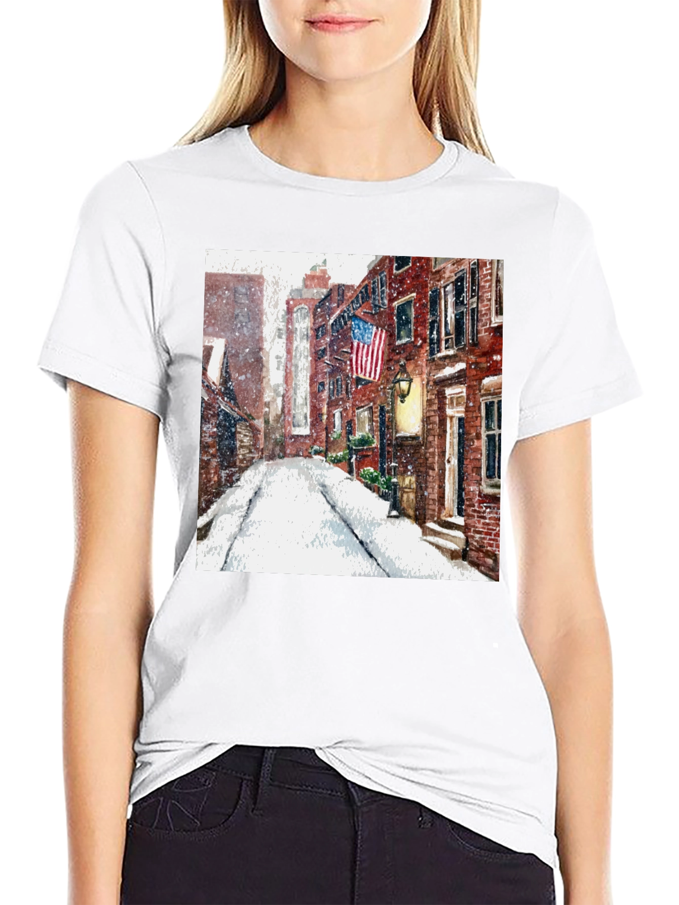 Boston Winter Street Scene T-Shirt