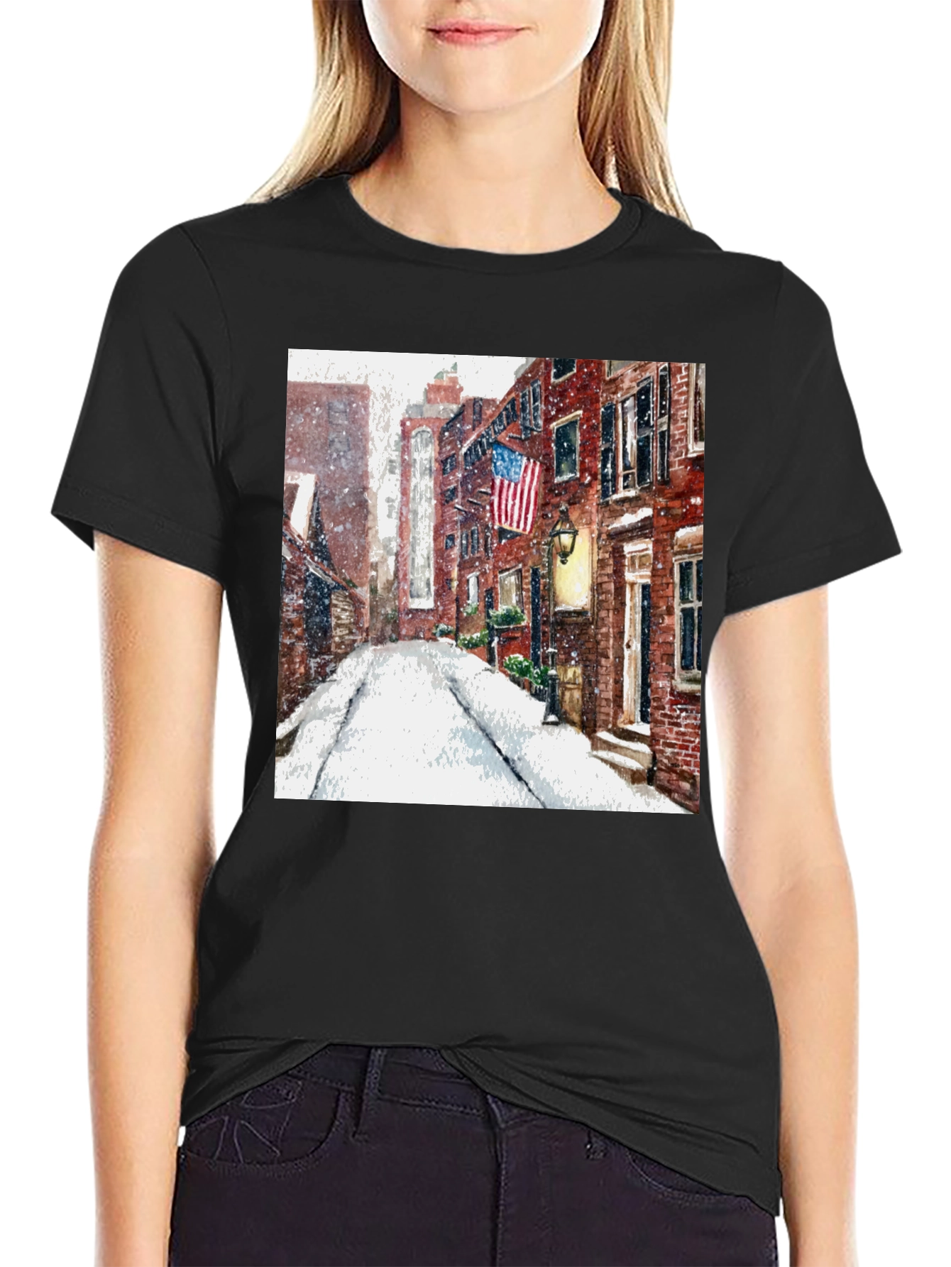 Boston Winter Street Scene T-Shirt