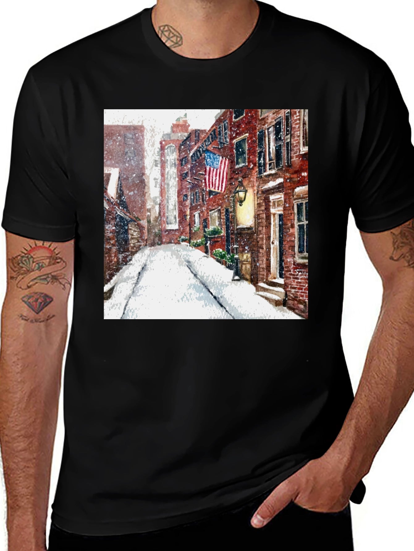 Boston Winter Street Scene T-Shirt