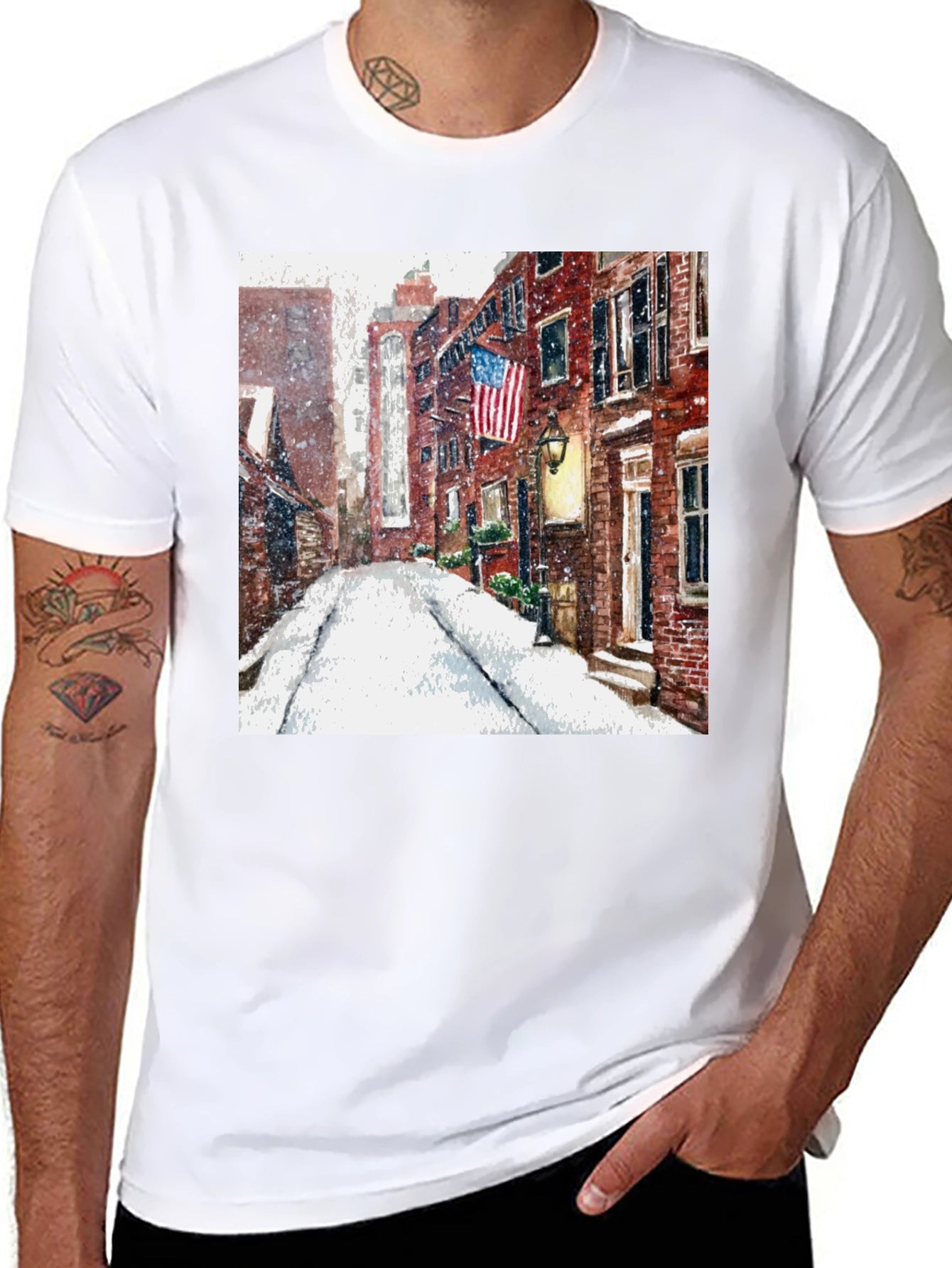 Boston Winter Street Scene T-Shirt
