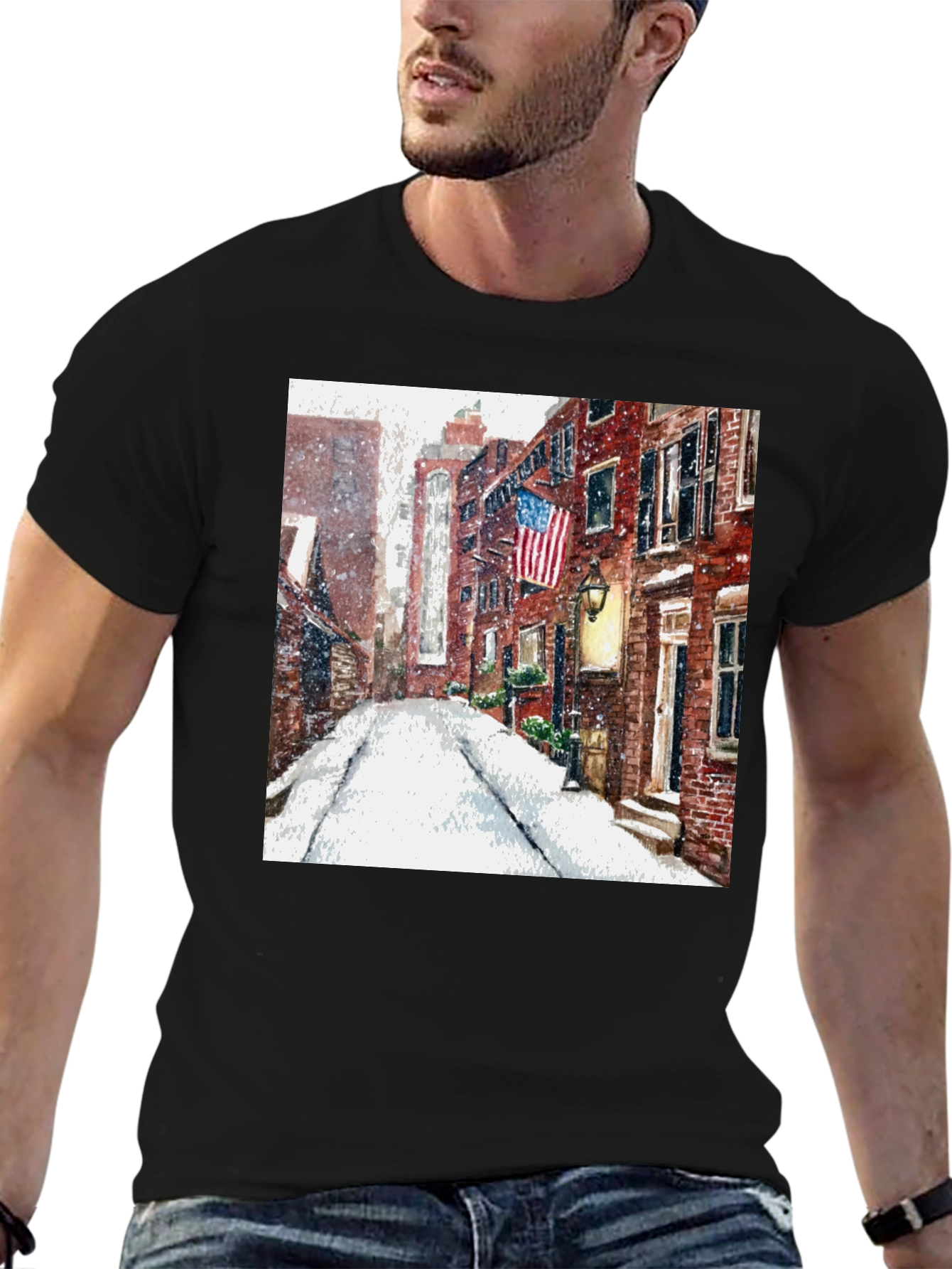 Boston Winter Street Scene T-Shirt