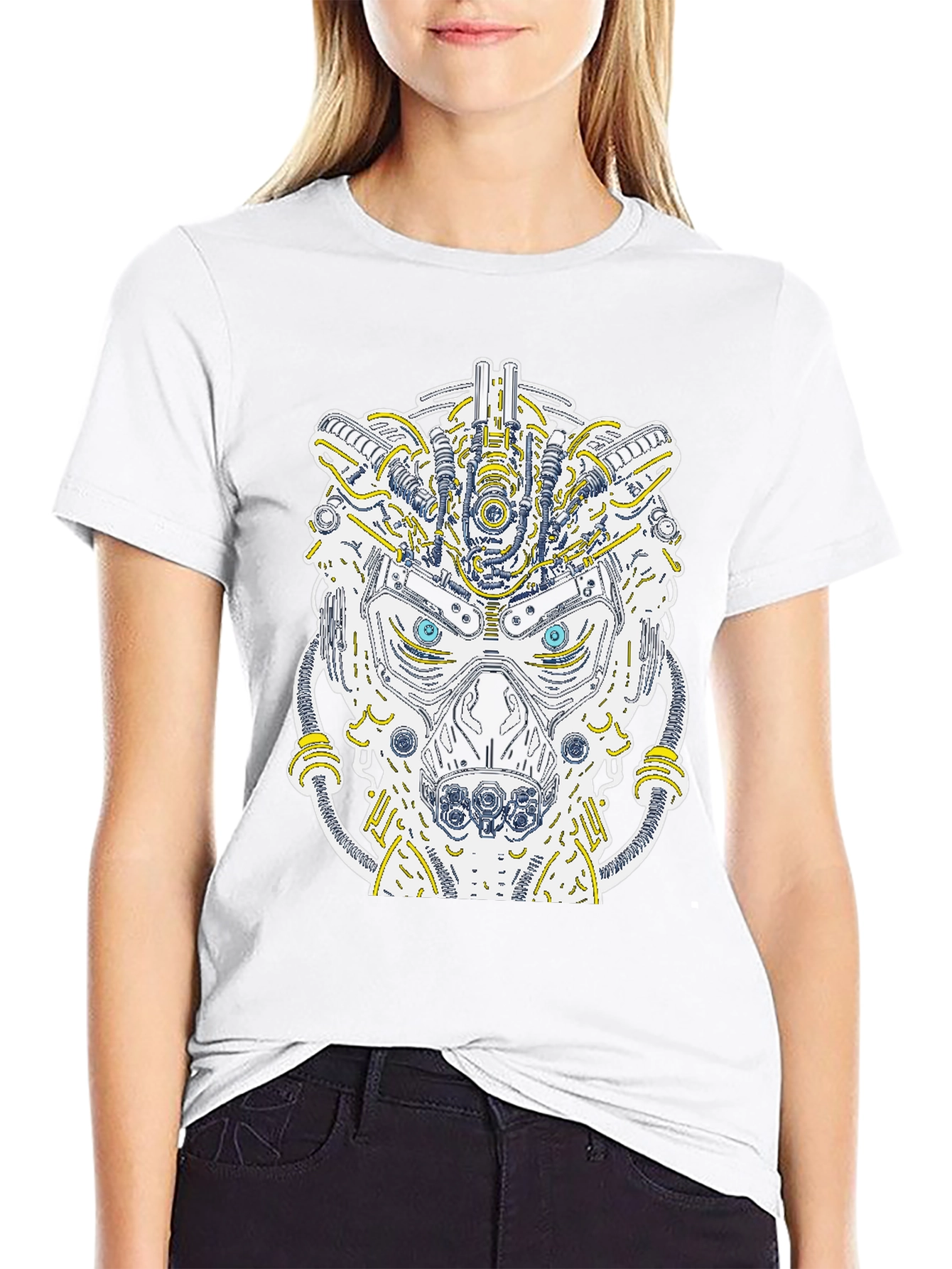 Robotic Bear Graphic T-Shirt - Unique Cyberpunk Style