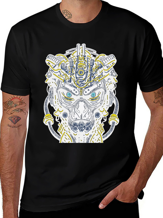 Robotic Bear Graphic T-Shirt - Unique Cyberpunk Style
