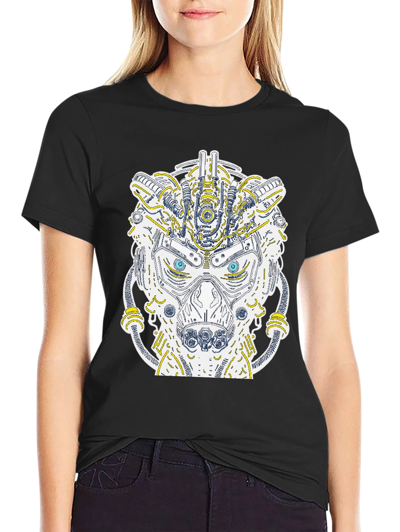 Robotic Bear Graphic T-Shirt - Unique Cyberpunk Style