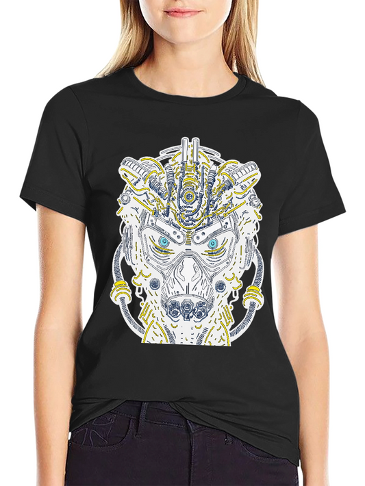 Robotic Bear Graphic T-Shirt - Unique Cyberpunk Style