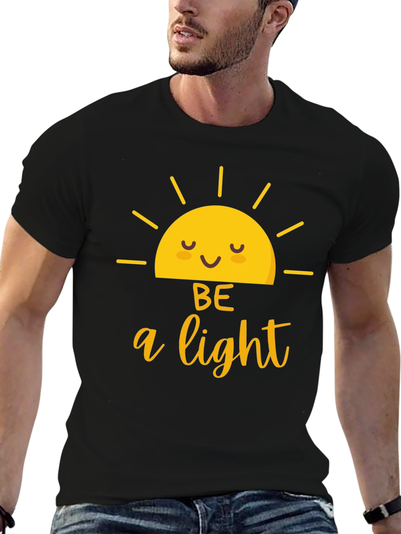 Be A Light Graphic Tee - Black Cotton T-Shirt