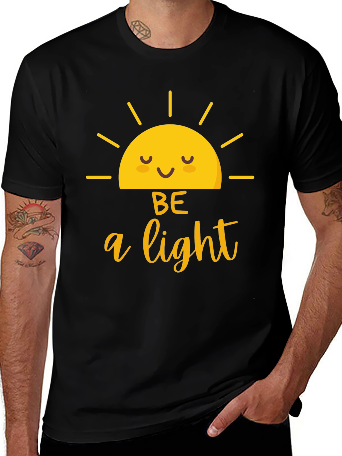 Be A Light Graphic Tee - Black Cotton T-Shirt