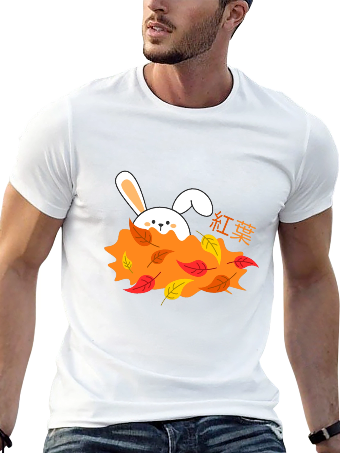 Autumn Bunny Black T-Shirt