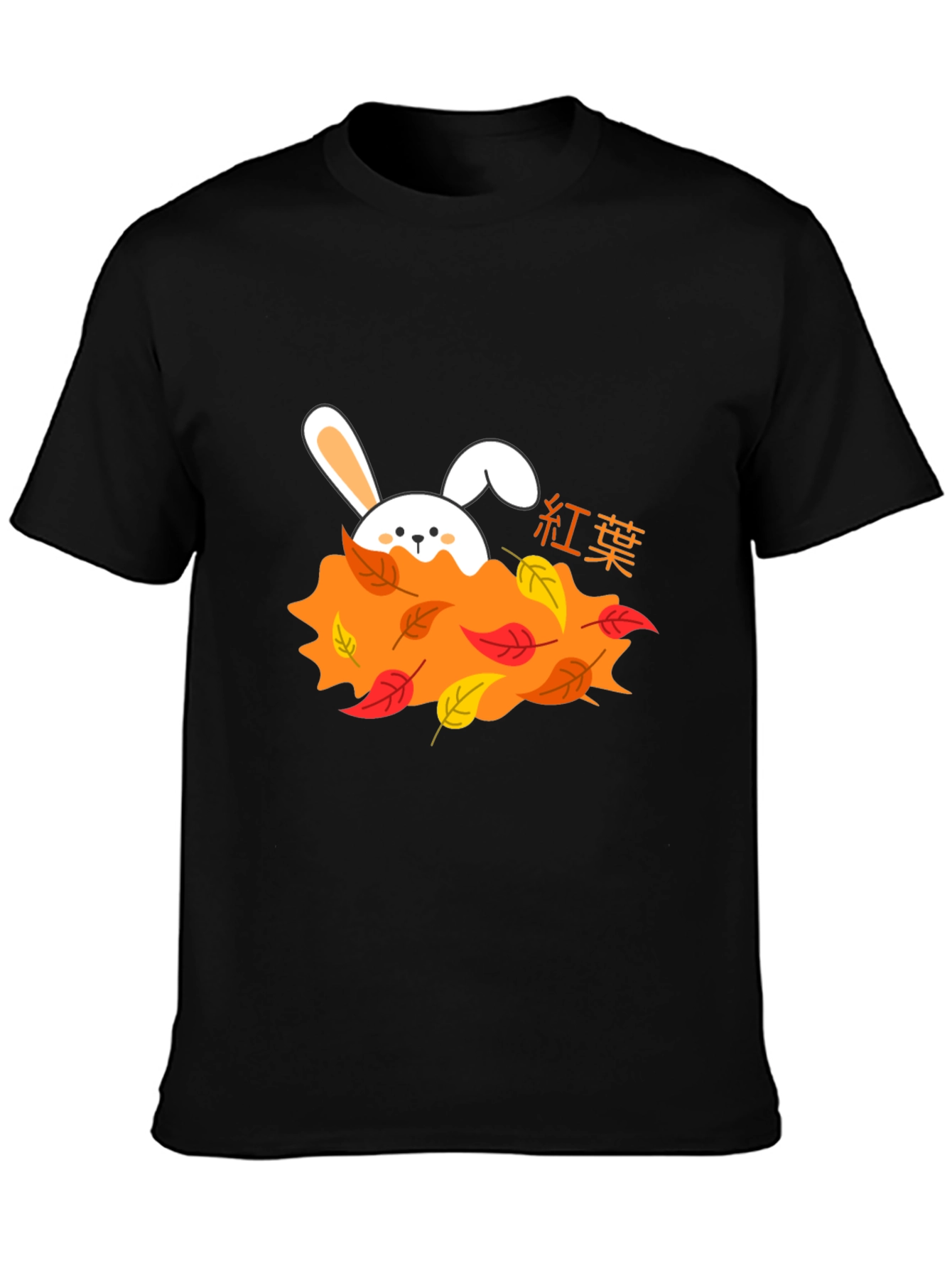 Autumn Bunny Black T-Shirt