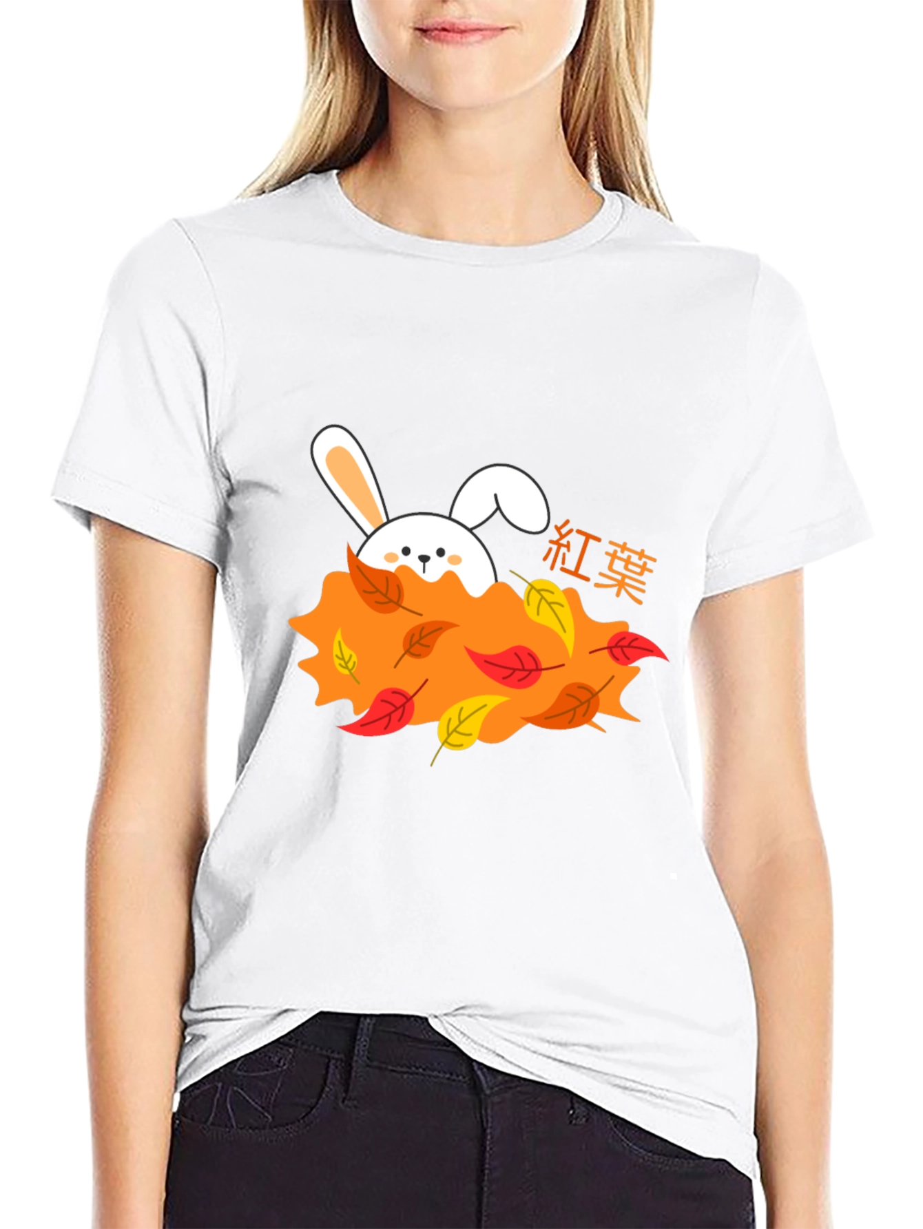 Autumn Bunny Black T-Shirt