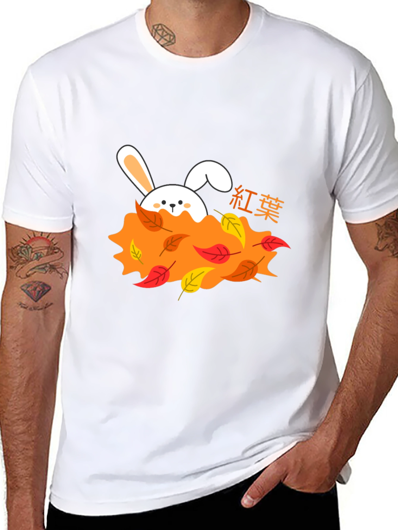Autumn Bunny Black T-Shirt
