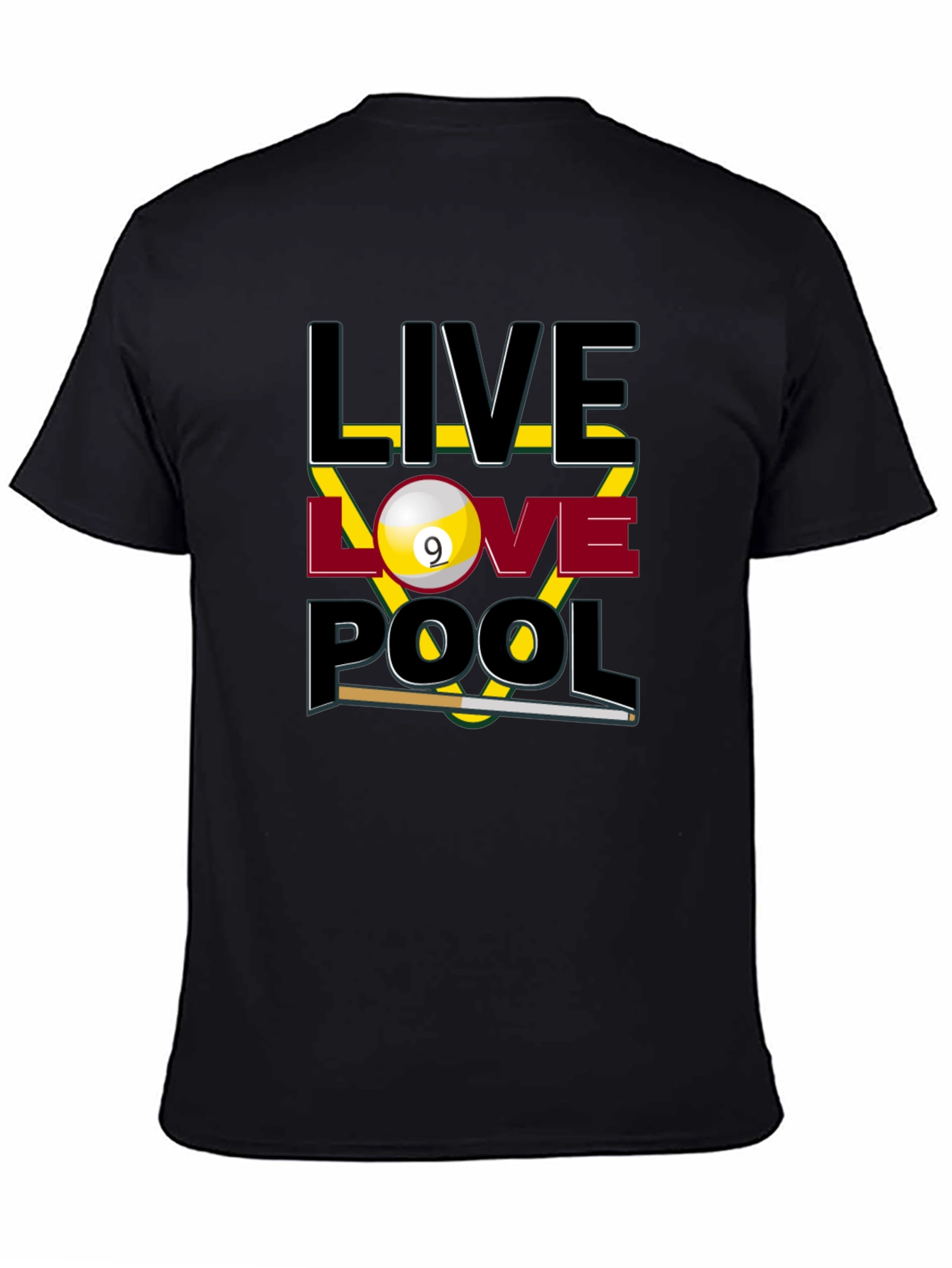 Live Love Pool Graphic T-Shirt - Billiards Player Tee