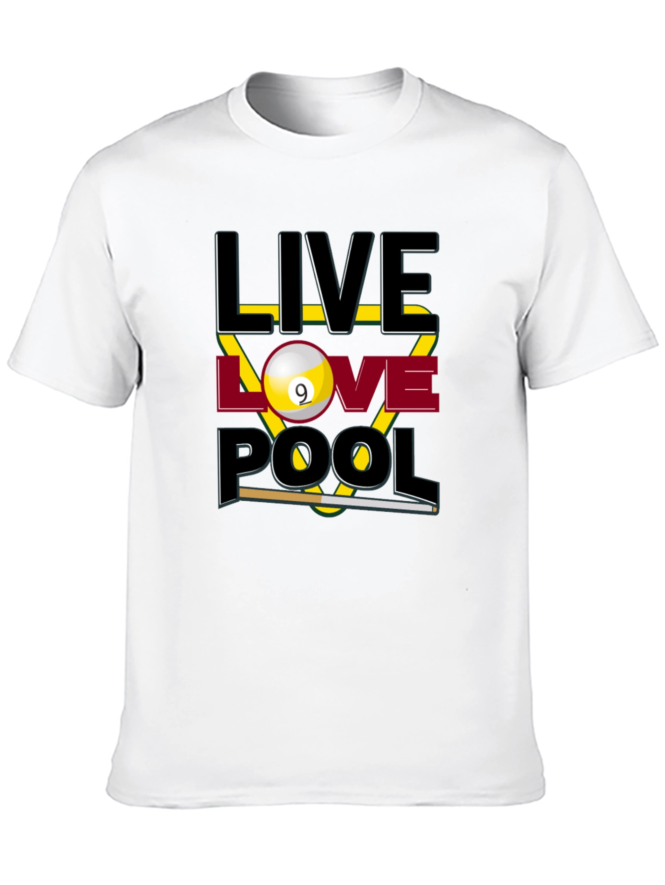 Live Love Pool Graphic T-Shirt - Billiards Player Tee