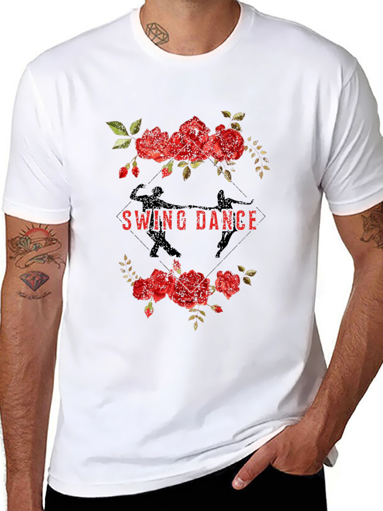 Swing Dance Floral Graphic Tee - Black