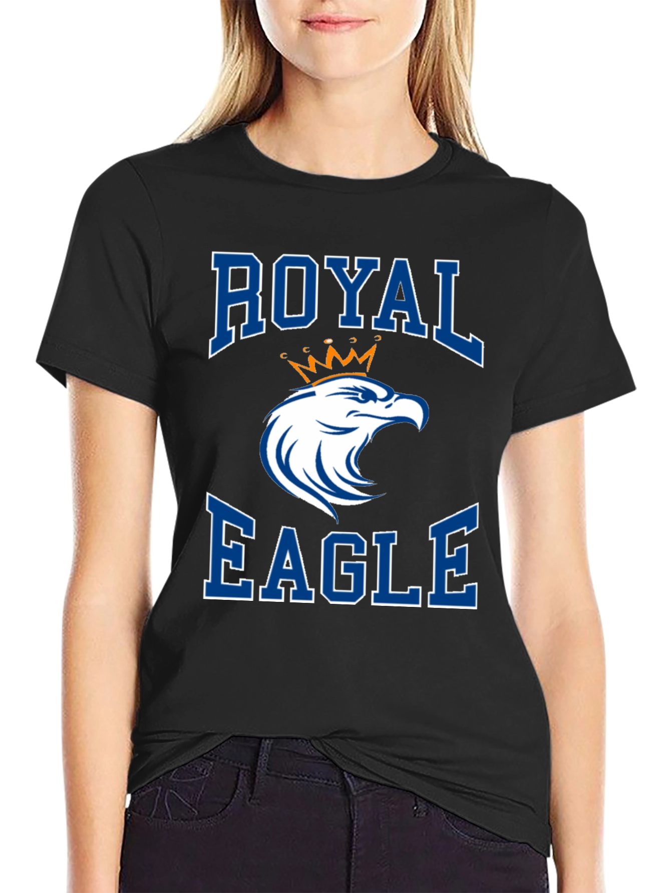 Royal Eagle Graphic Tee - Black Cotton Blend