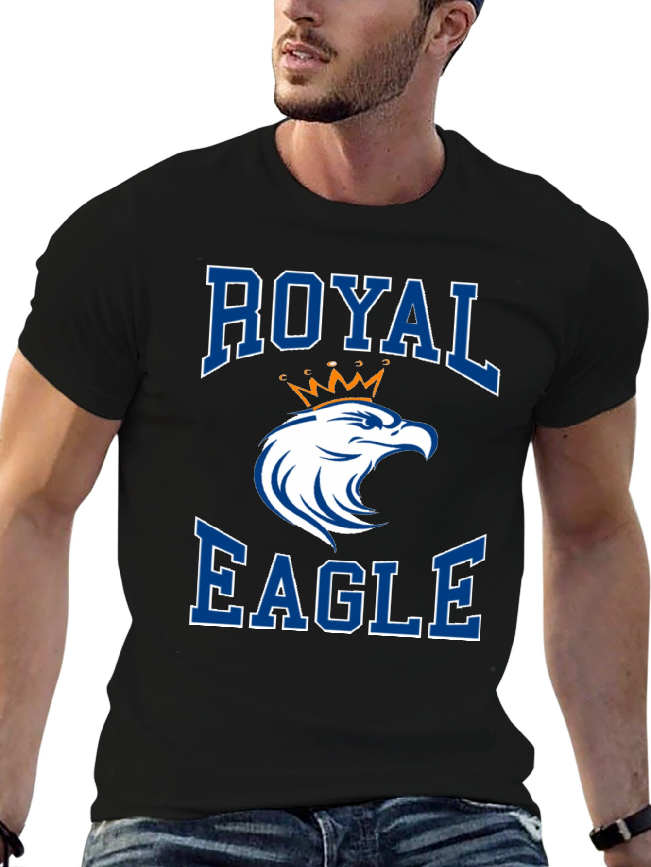 Royal Eagle Graphic Tee - Black Cotton Blend