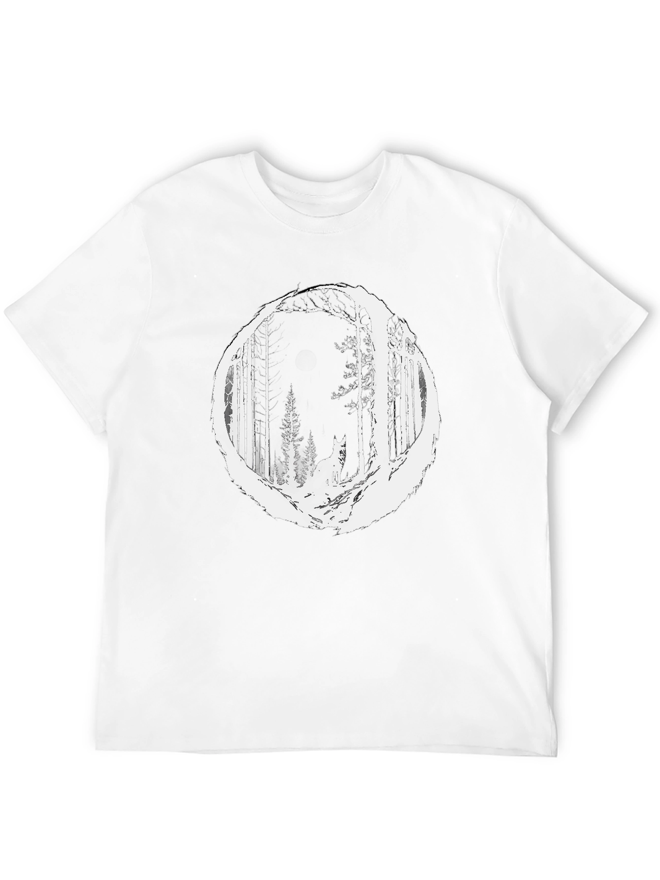 Wolf Forest Graphic Tee - Stylish Black T-Shirt