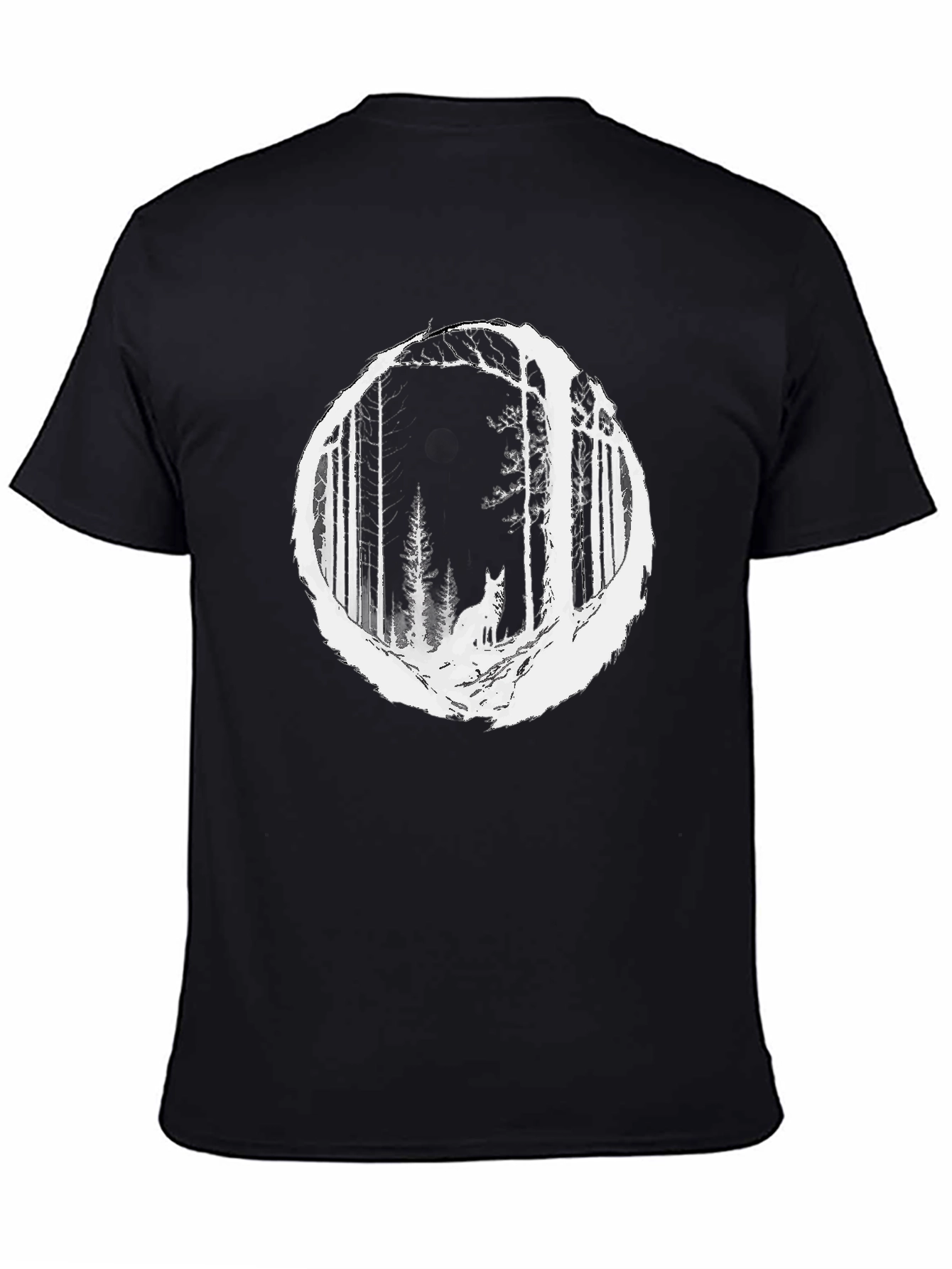 Wolf Forest Graphic Tee - Stylish Black T-Shirt