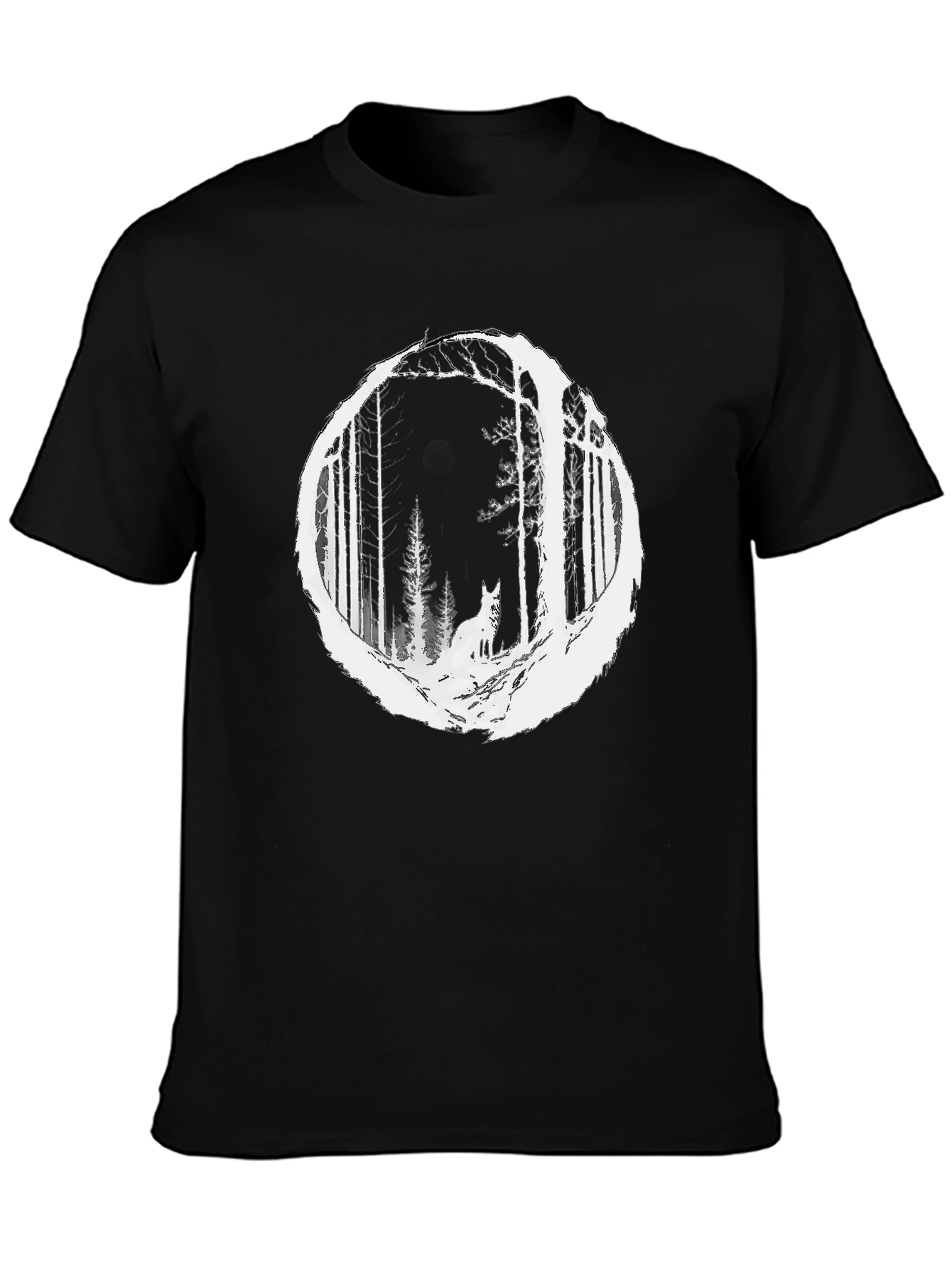 Wolf Forest Graphic Tee - Stylish Black T-Shirt