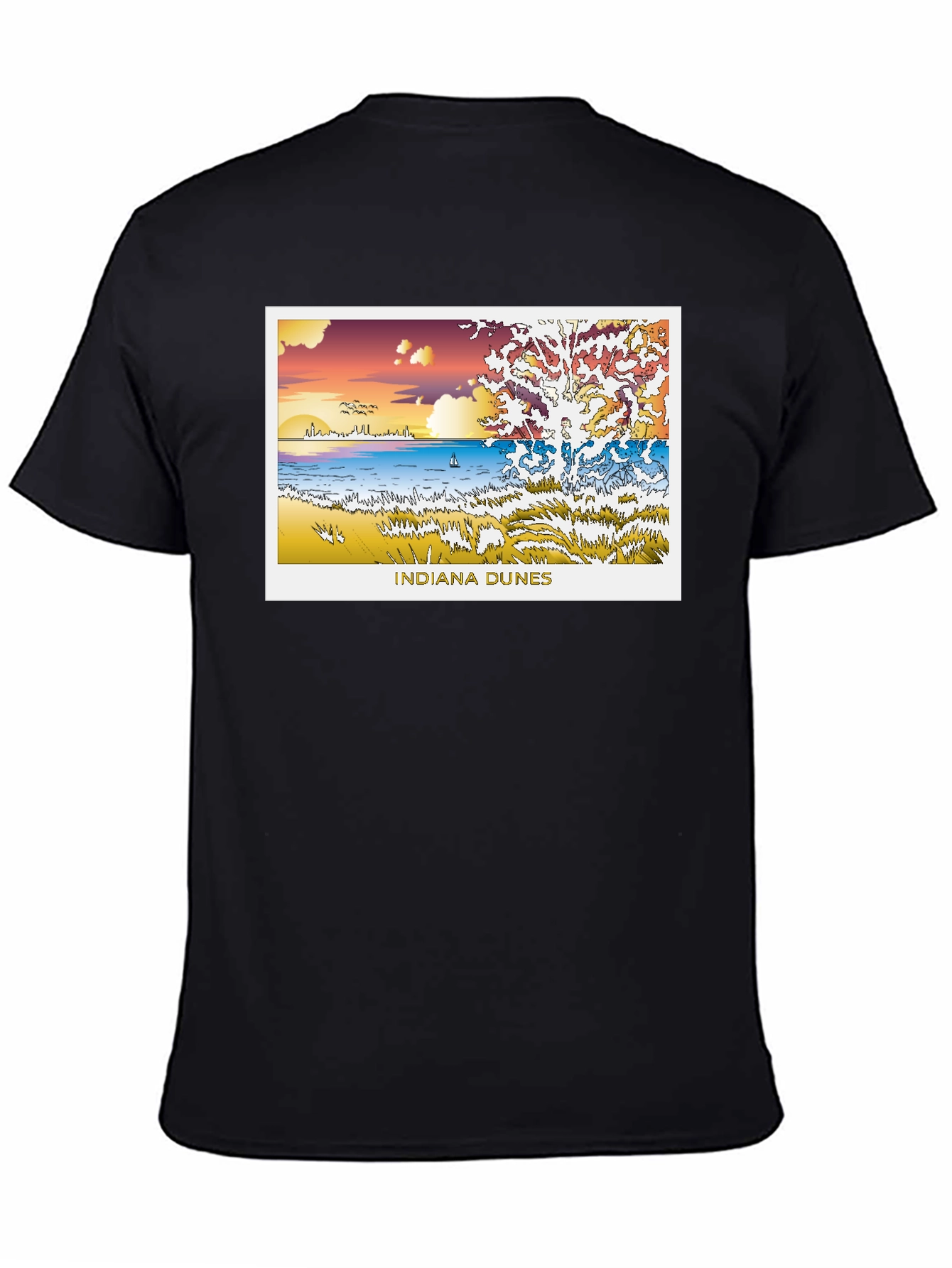 Indiana Dunes Graphic Black Tee