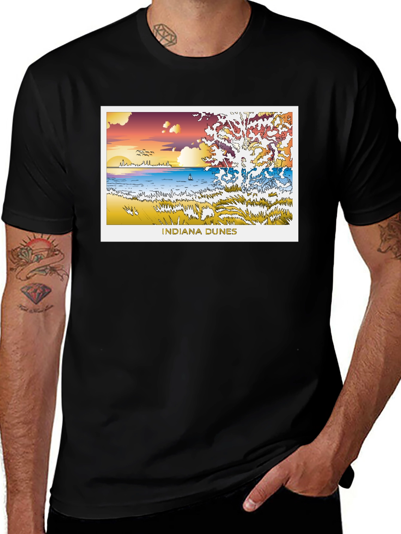 Indiana Dunes Graphic Black Tee