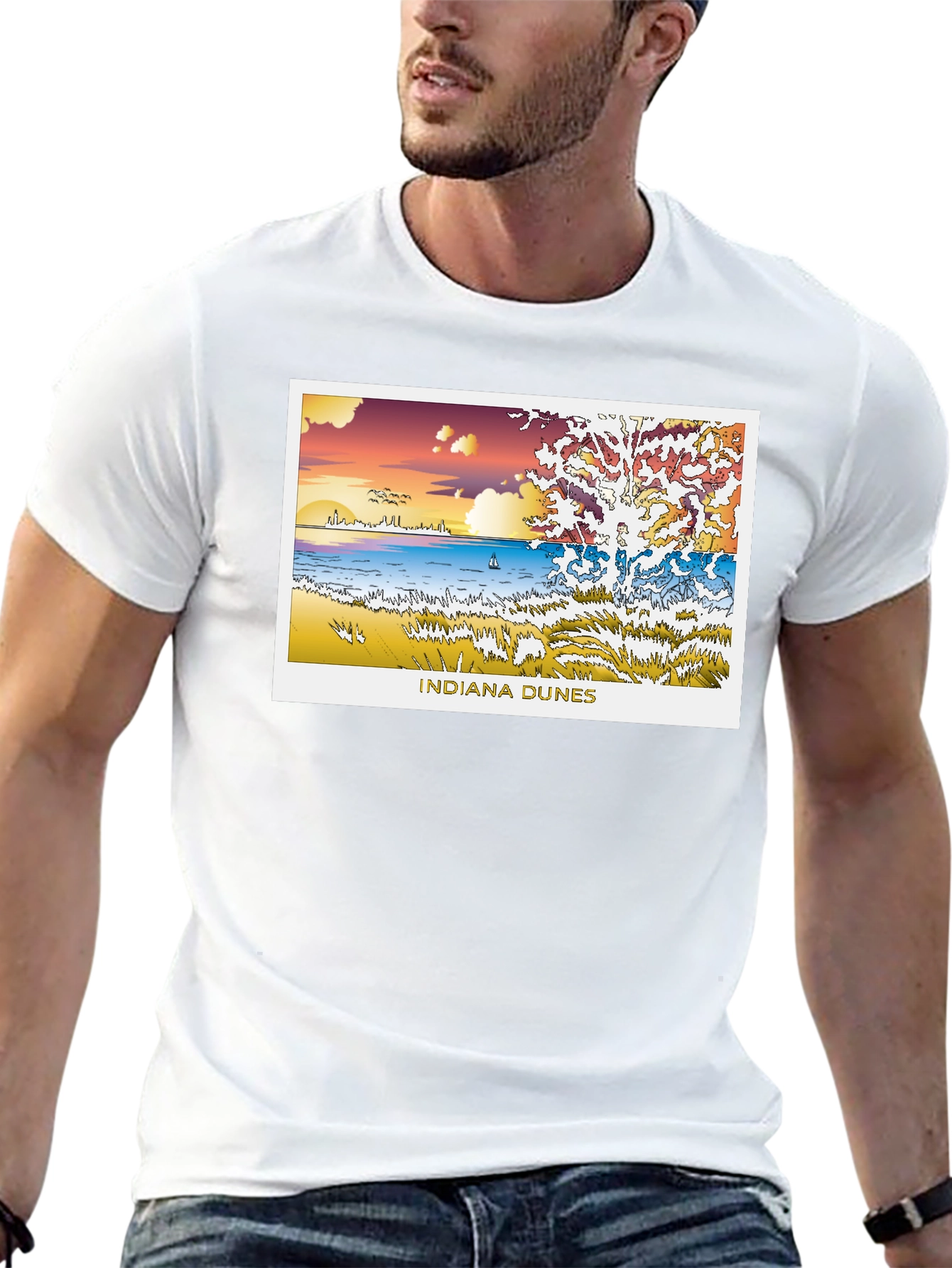 Indiana Dunes Graphic Black Tee