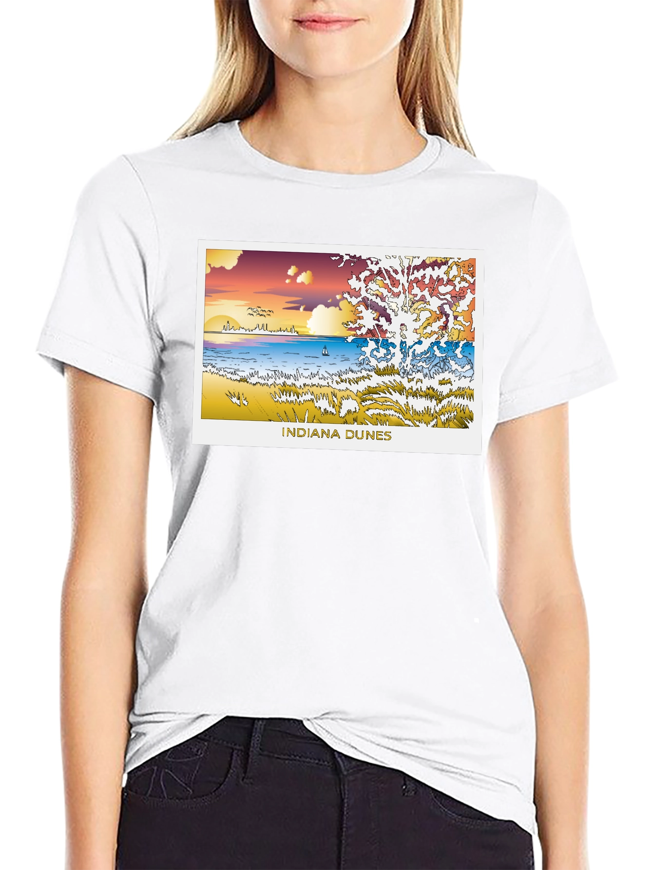 Indiana Dunes Graphic Black Tee