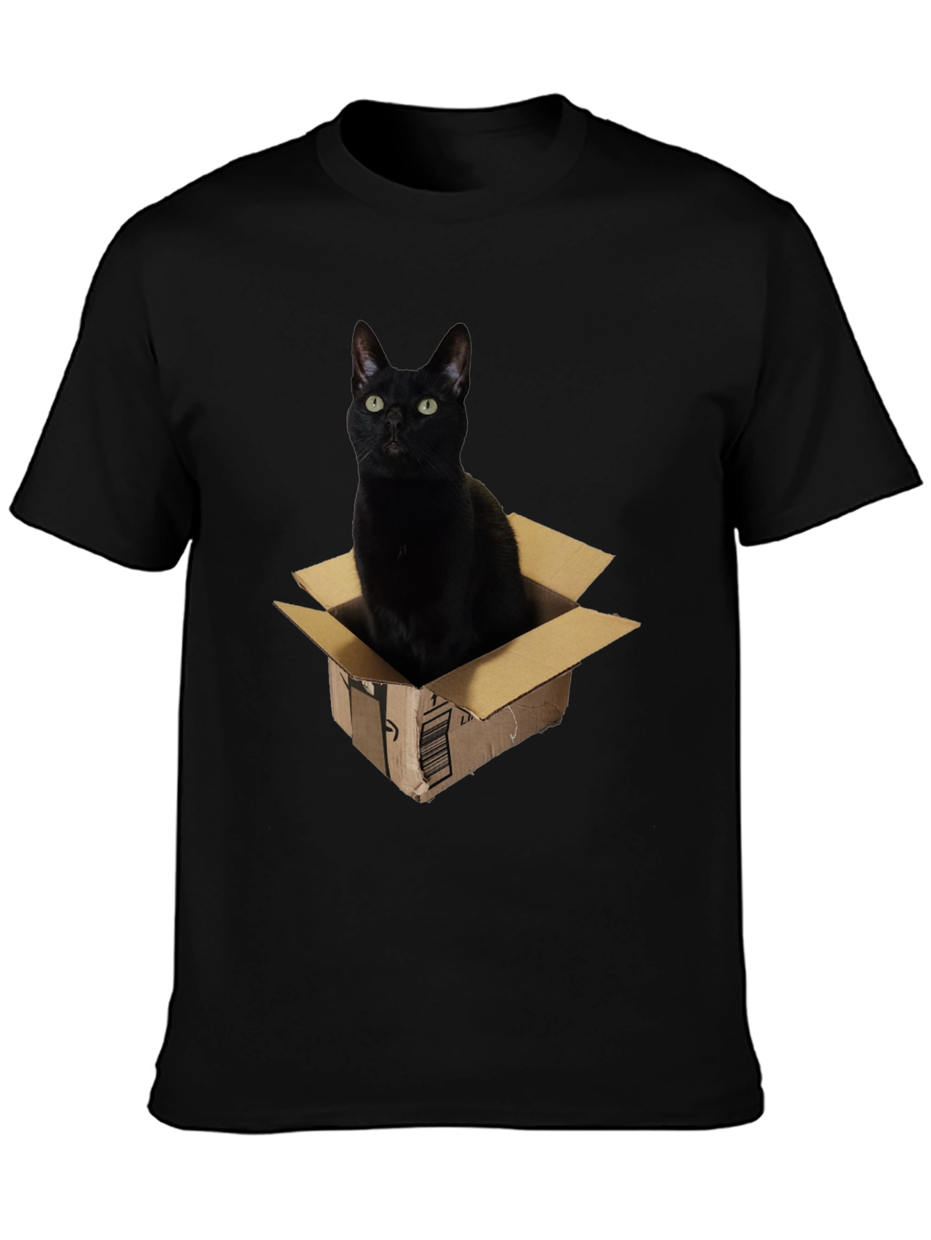 Black Cat in Box Graphic T-Shirt