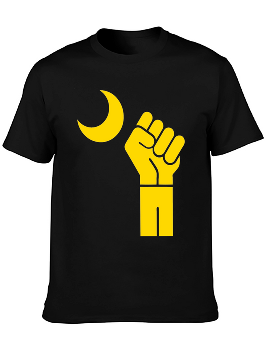 Black Power Fist and Moon Graphic T-Shirt