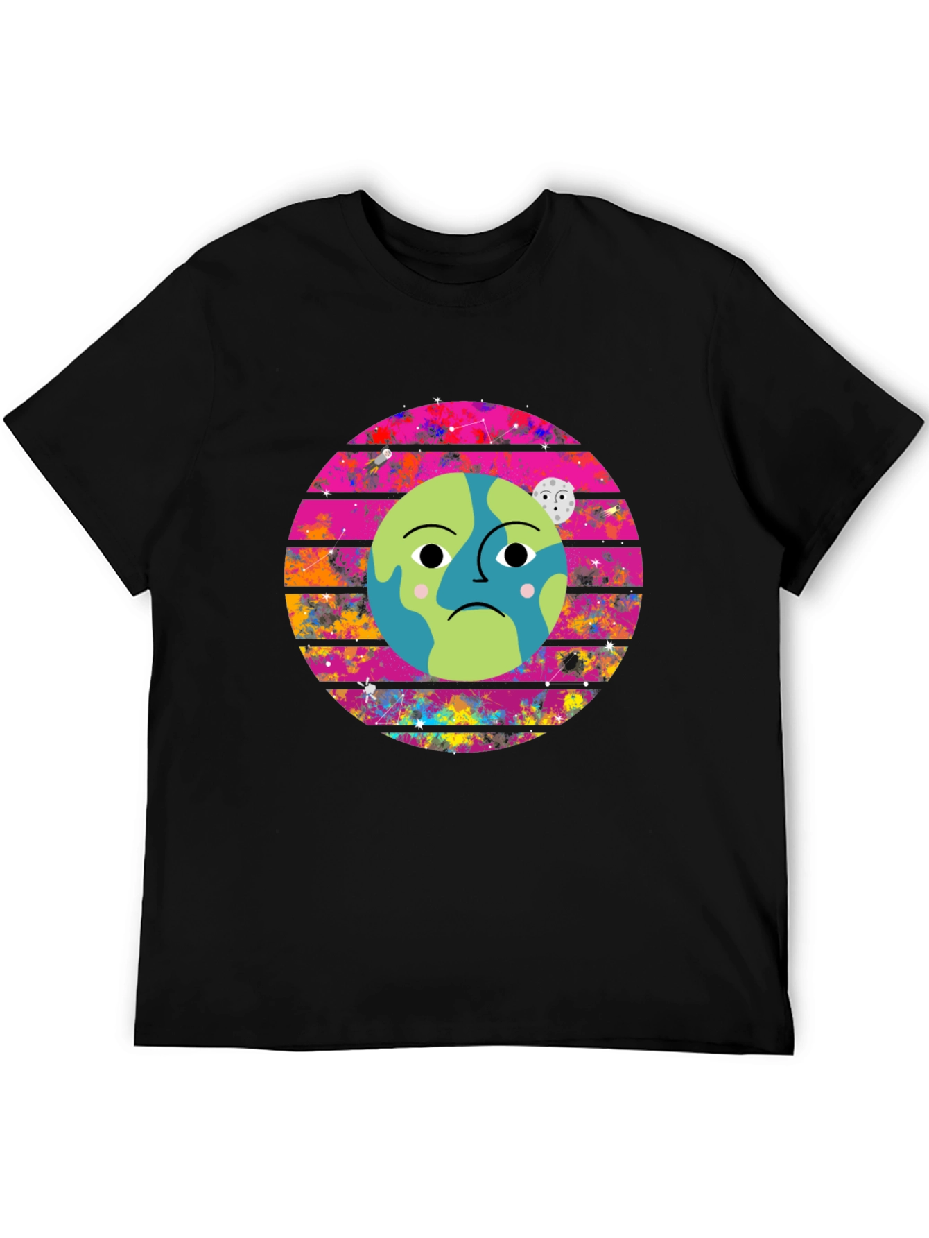 Sad Earth Graphic Tee - Black Crew Neck