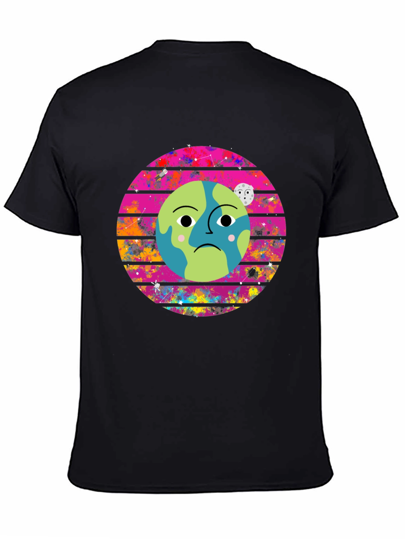Sad Earth Graphic Tee - Black Crew Neck