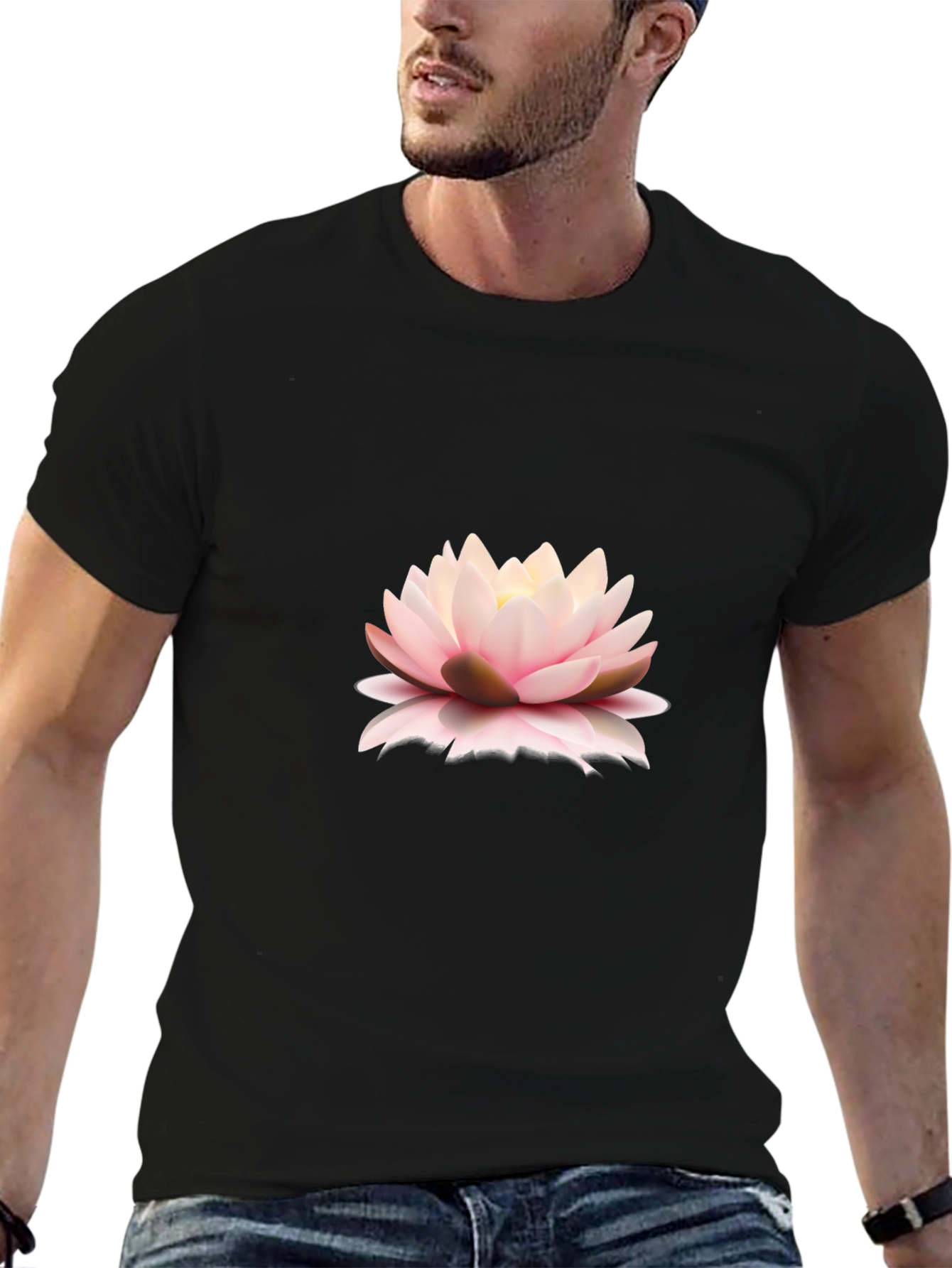 Black Lotus Flower Graphic T-Shirt
