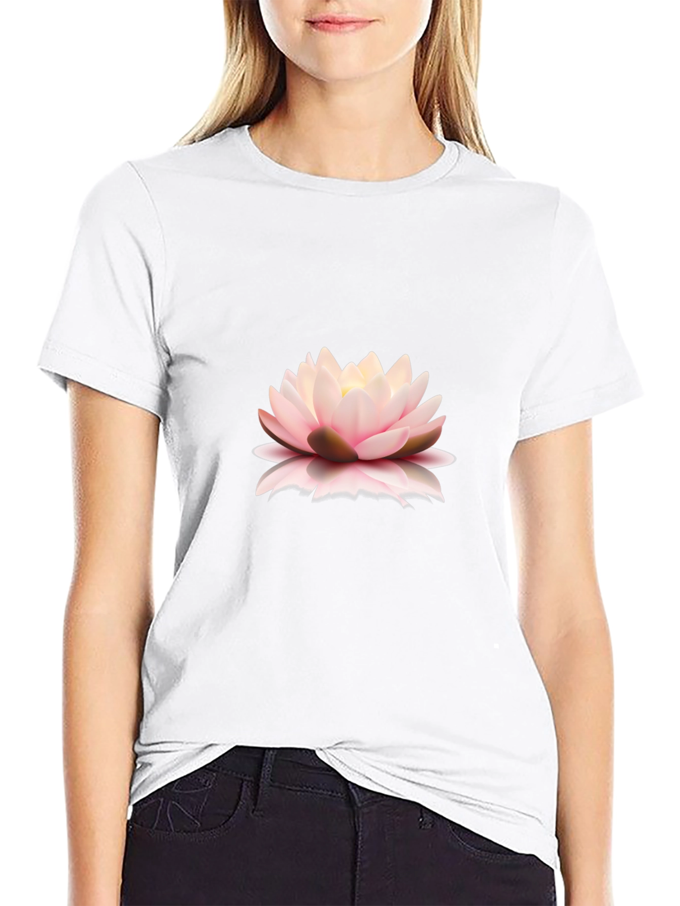 Black Lotus Flower Graphic T-Shirt