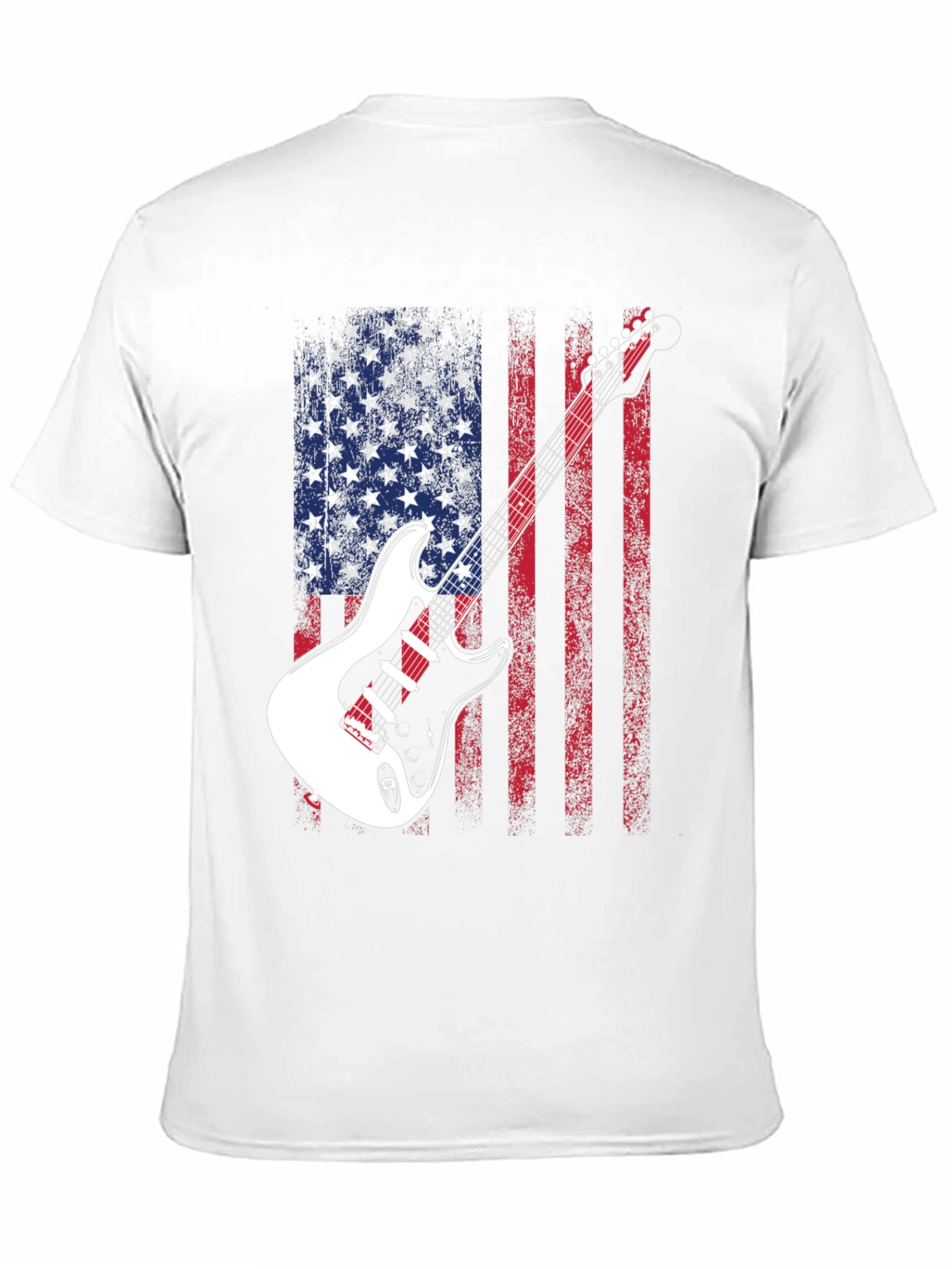USA Flag Guitar Graphic Tee - Patriotic Rocker Style