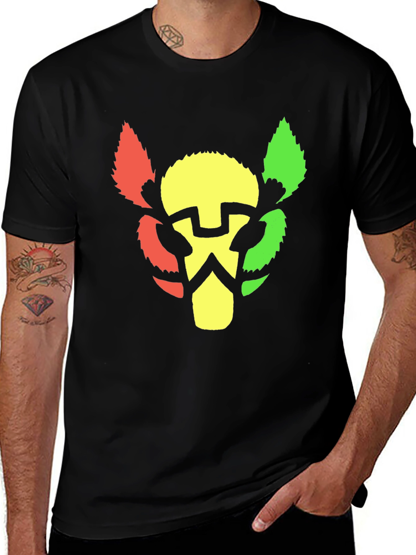 Rasta Lion Head T-Shirt - Black