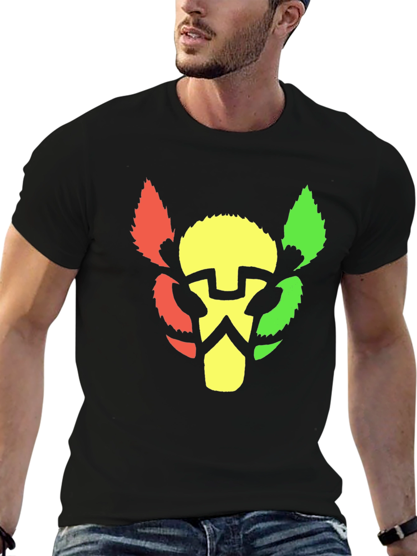 Rasta Lion Head T-Shirt - Black