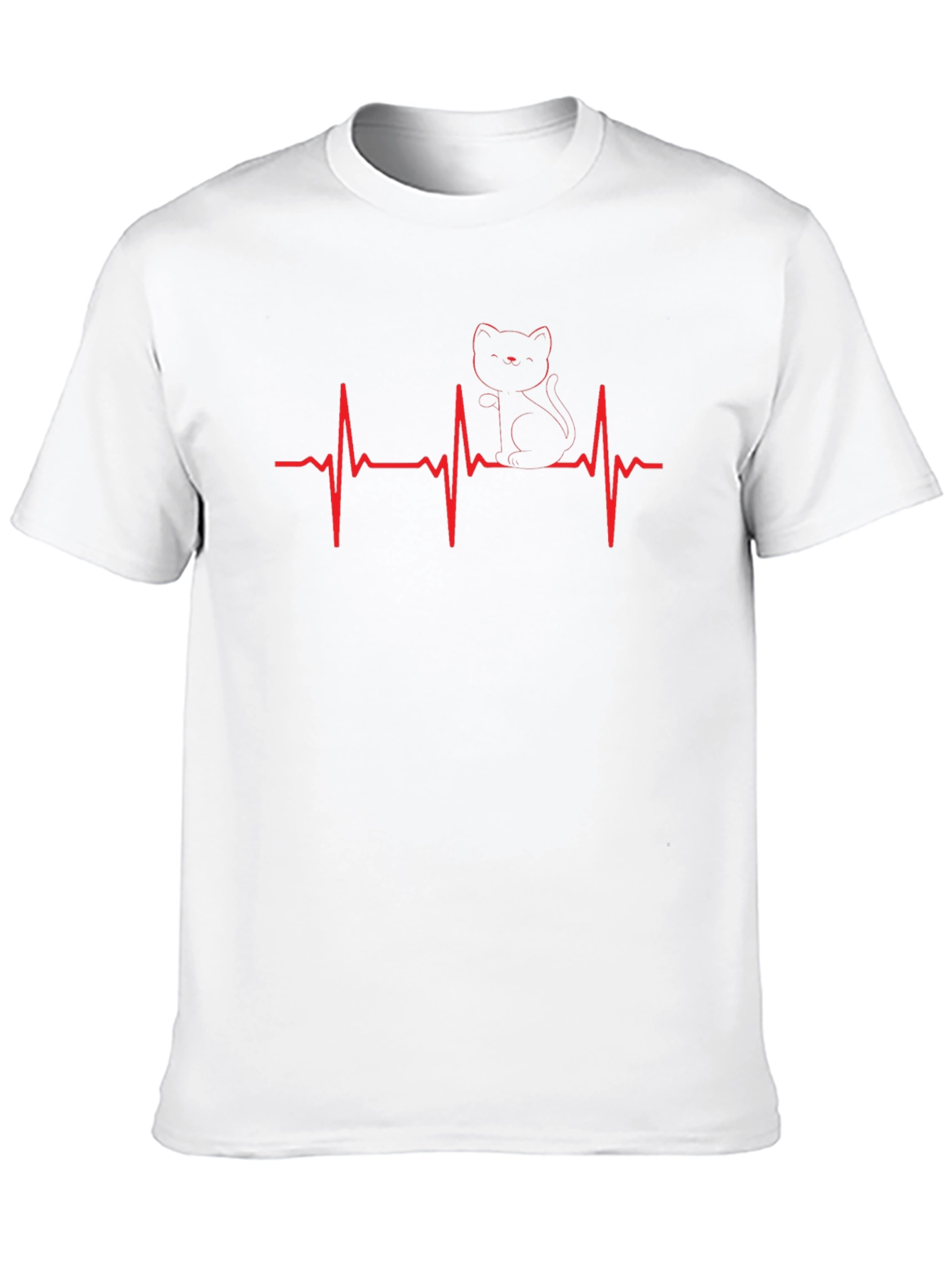 Cat Heartbeat T-Shirt - Black Graphic Tee