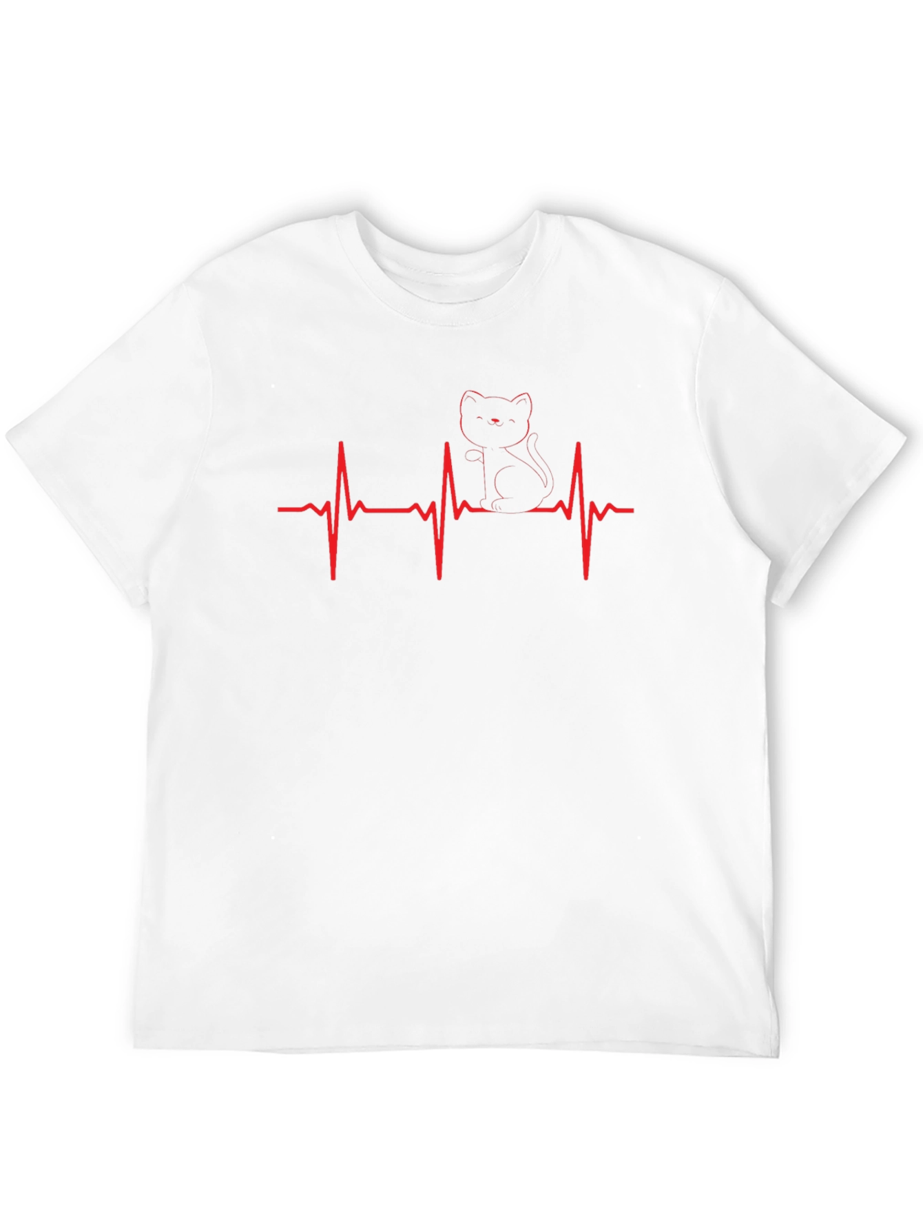 Cat Heartbeat T-Shirt - Black Graphic Tee