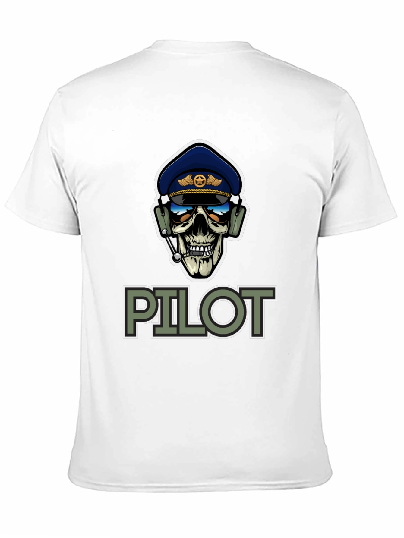 Pilot Skull Graphic T-Shirt - Aviation Style Tee